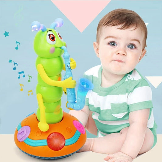 Tanzende Saxophon-Raupe mit Musik & Licht – Interaktives Kinderspielzeug ab 1 Jahr
